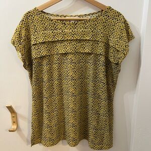 Dana Buchman Yellow Geometric Abstract Patterned Blouse